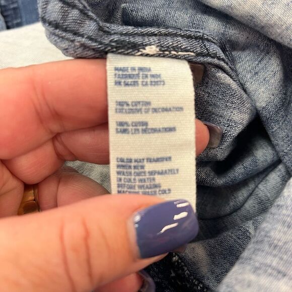 American Eagle Outfitters Denim Ombré Western Snap Button Down Shirt sz S - Picture 6 of 6